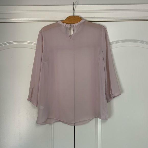 ❤️Lauren Conrad Blush Blouse Sheer Lace L - Picture 5 of 7